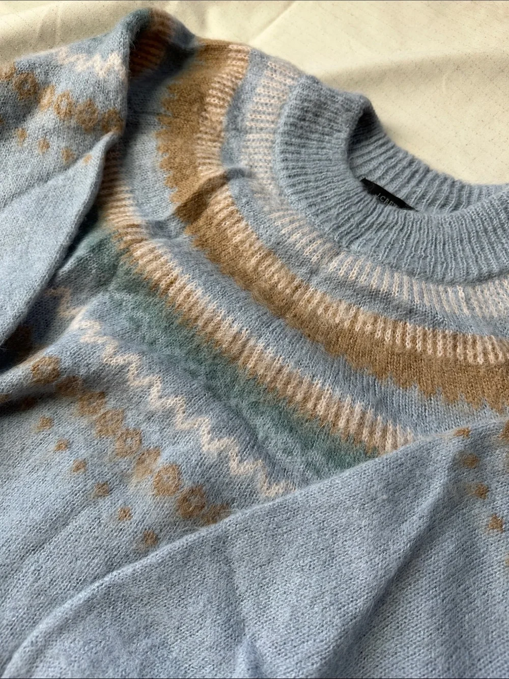 J. Crew Light Blue Nordic-Style Crewneck Sweater